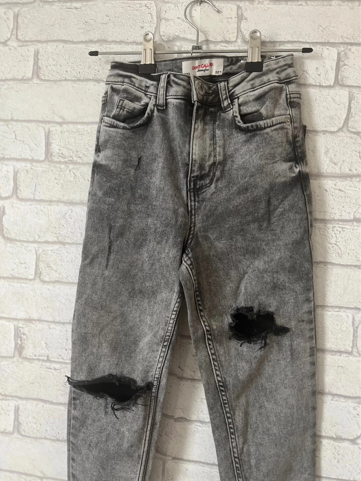 Jeans skinny cinza lavado Jennyfer - Tamanho 32 - Estilo tendência destruído – photo 2